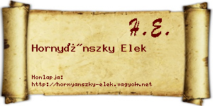 Hornyánszky Elek névjegykártya